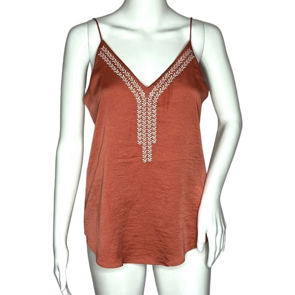 Express Embroidered Cami Mauve Pink  Cream‎ Sleeveless Top V-Neck - Picture 1 of 6
